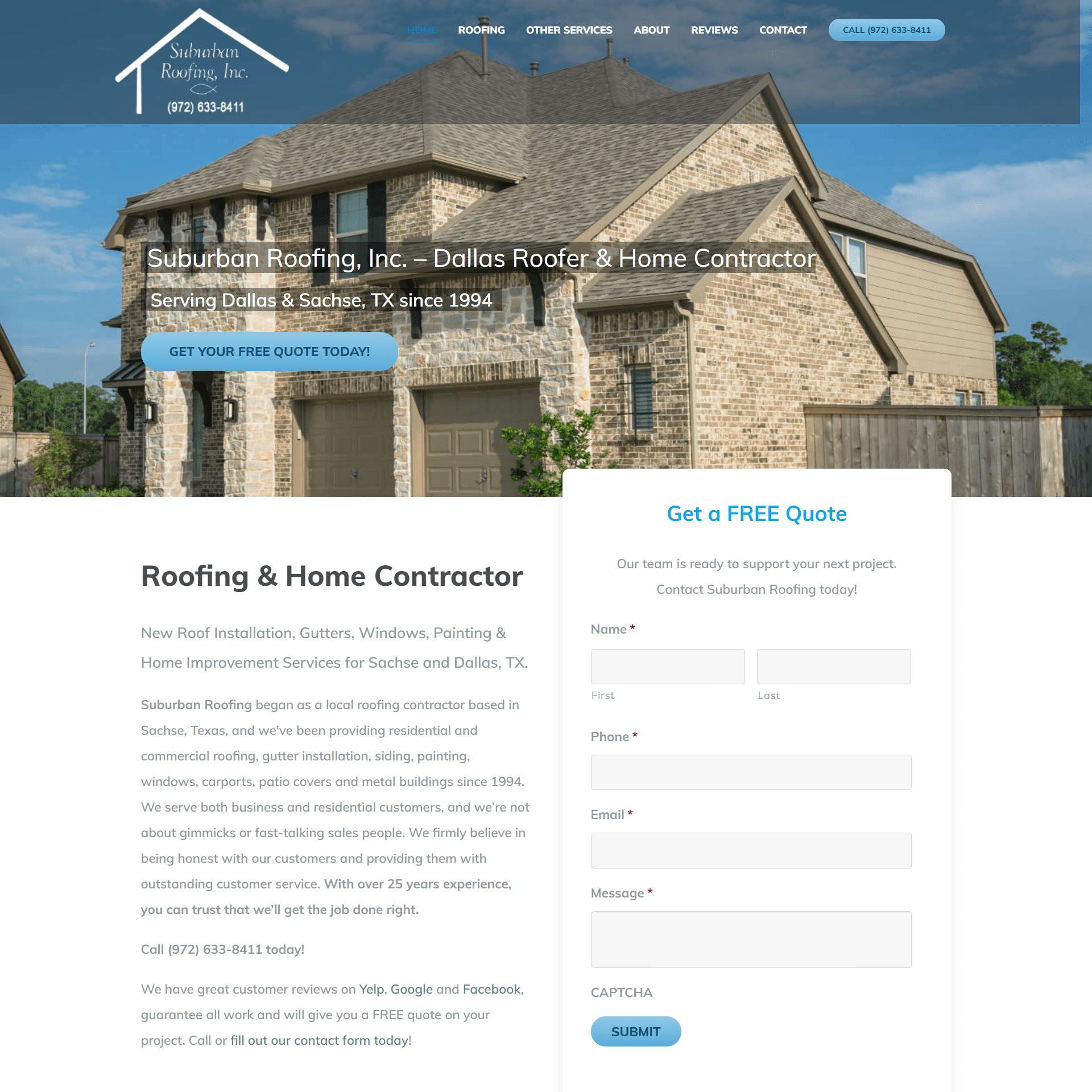 Suburban Roofing Website